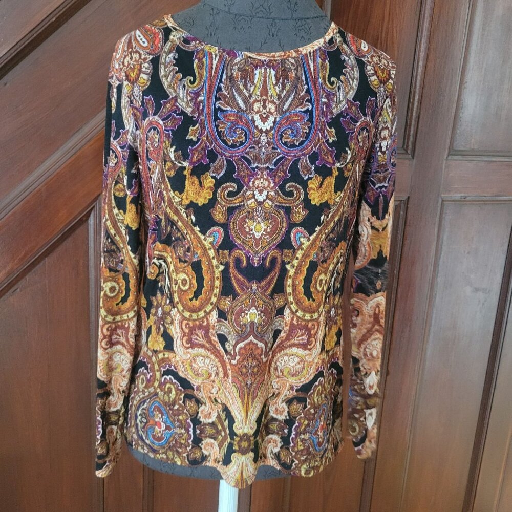 Chicos Womens Paisley Long Sleeve Top Size 0
